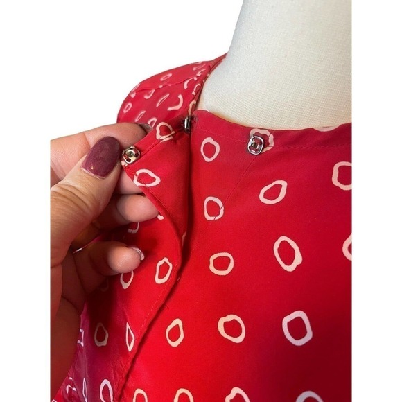 Oscar de la Renta Expressions Vintage 80’s Red White Polka Dot Blouse Top M - Picture 3 of 8